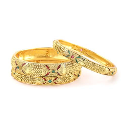 Image of Rubans Bangles Set Gold Plated Traditional Ethnic Stylish Trendy Jewellery Gift for Women & Girls