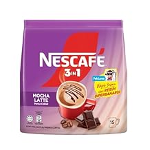 Nescafe Nescafe 3 in 1 MOCHA Coffee Latte - Instant Coffee Packets - Single Serve Flavored Coffee Mix 15 Sticks