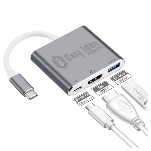 Adaptador Usb Tipo C Para Hdmi 4K USB 3.0 PD Compatível com MacBook Thunderbolt 3 DEX Android OTG Easy Idea Network