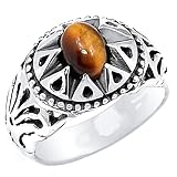Natural Tiger's Eye 925 Solid Sterling...