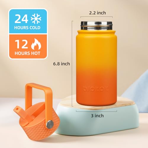 Image of BJPKPK Insulated Water Bottle, 15oz Stainless Steel with Straw Lid