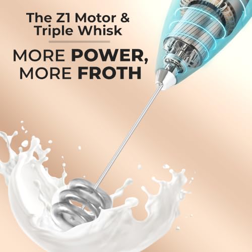 Image of Zulay Kitchen Powerful Milk Frother Wand With Duracell Batteries - Ultra Fast Handheld Drink Mixer - Electric Whisk Foam Maker for Coffee, Lattes, Cappuccino & Matcha - Triple Whisk - Lunar Aurora