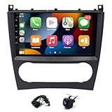 4GB+64GB Android 14 Car Stereo Radio for Mercedes C-Class W203 C230 CLK350 C280 C350 2003-2009 CLK W209, 9 inch Car Audio Receivers Double Din Car Stereo Android Touchscreen with Wireless Carplay