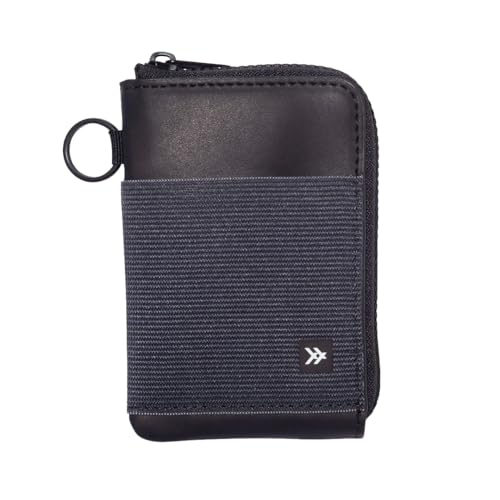 Thread Wallets RFID Blocking Leather Zip Wallet with Card Holder for Men and Women (Black)