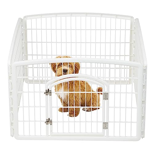 IRIS USA 24" 4-Panel Dog Puppy Playpen Fence Enclosure with Dog Gate Door - Indoor Pet Playpen - 4 or 8 Panel by IRIS USA - Used condition - US$46.63