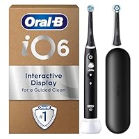 Oral-B iO6 Series Electric Toothbrush, Plus 1 Oral B Electric Toothbrush Head & Travel Case, Gift Ideas for Him and Her, Black Lava