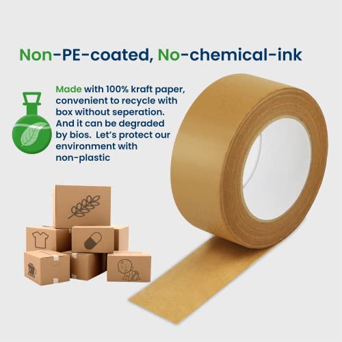 Lichamp Brown Packing Tape, Kraft Paper Tape Brown Gummed Tape For Packing Boxes, Shipping Cardboard And Carton Sealing, 2 Inch X 55 Yard X 7 Mil, B201Bn #TOP2