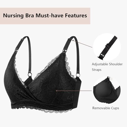 Nursing Bras Wireless Padded V Neck Lace Breastfeeding Comfort Maternity Bralette Natural Shape Pregnancy Bra4