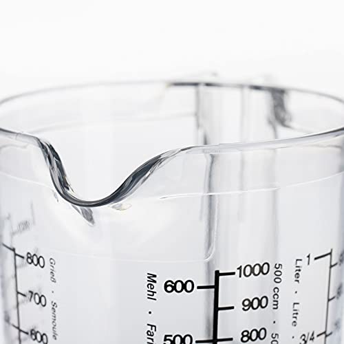 Foto von Westmark Gerda Messbecher 1l - Messskalen für Gramm (für Mehl, Zucker, Reis und Grieß), Liter & Milliliter - Made in Germany - Kunststoff - 18 x 12,4 x 16,5 cm (transparent)