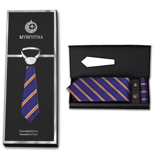 Image of Men's Tie Set with Pocket Square, Cufflinks and Gift Box | 100% microfiber; tie 59 x 3.15 in; square 10 x 10 in; gift box included