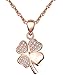 Produktbild Yumilok 925 Sterling Silber Zirkonia Roségold/Silbe Vierblättriges Kleeblatt Anhänger Halskette Kette mit Anhänger für Damen Mädchen (Roségold)