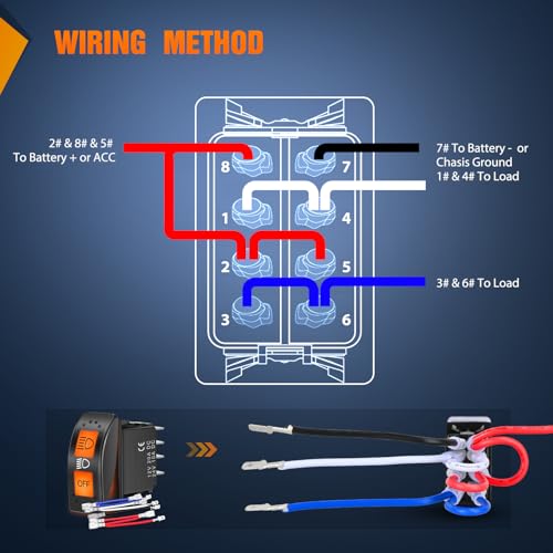 Image of Nilight UTV Headlight Rocker Switch On Off 8 PIN Toggle Switches with Orange Backlit Light 12V 24V with Jumper Wires Set for CAN-AM Maverick X3 Defender Maverick Trail and Sport 710004492
