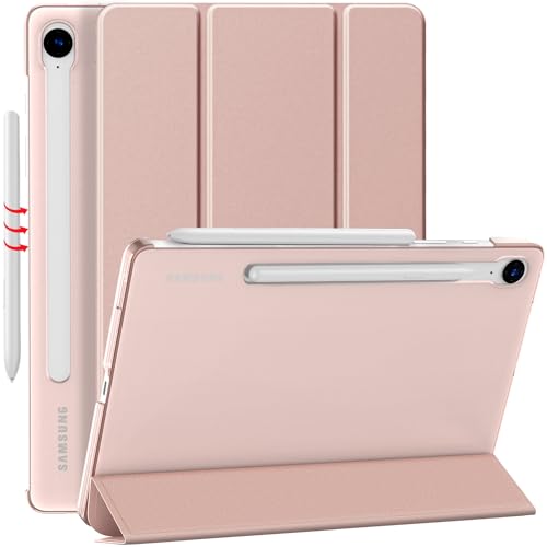 Smart Case For Samsung Galaxy Tab S9 FE 10.9 inch Released 2023 and Model Numbers are SM-X510, SM-X516B Magnetic Stand Cover (Rose Gold)