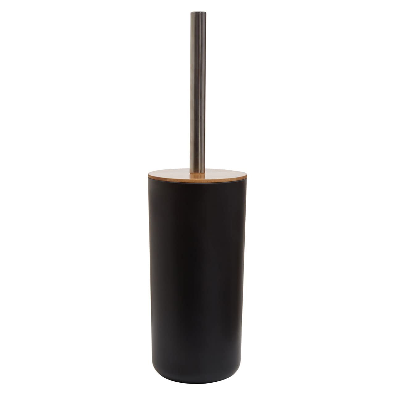 Interiors by PH Toilet Brush Holder - Black Bamboo Wood - Cylindrical Sleek Design