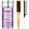 SWEET VIEW Boar Bristle Slick Back Hair Brush & Hair Wax Stick for Smooth Flyaways, Frizz, Sleek Ponytail, Buns and Edge Baby Hair, Styling Accessories for Girls, Kids and Women