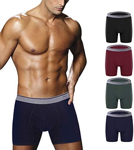 Ddgoo Men's Comfortable Bamboo Fiber Boxer Briefs Ultra Soft Comfy Breathable Underwear with Fly 4 Pack M