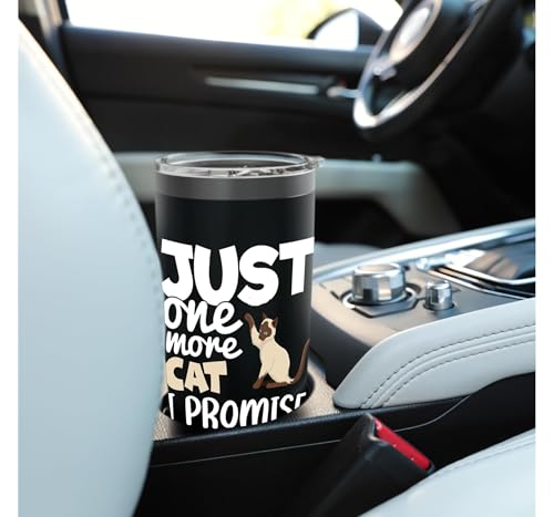 Just One More Cat I Promise - Design drôle de propriétaire de chat siamois Gobelet isotherme en acier inoxydable double paroi – vue 6