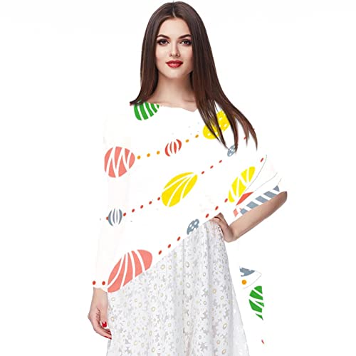 Foulard en mousseline de soie motifs œufs de Pâques pour femme multicolore