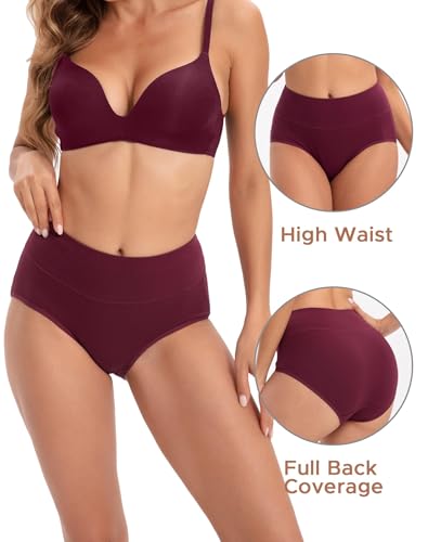Image of INNERSY Womens Underwear Cotton Briefs Postpartum High Waisted Panties 5 Pack