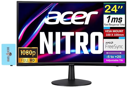 Image of Acer ED240Q H 24 inch FHD Monitor with 1ms Response Time, AMD FreeSync, Anti-Glare, VESA Mount (100x100mm), Low Blue Light, VGA, HDMI & Dockztorm USB Port Expander, Black Color (UM.UE0AA.H01)