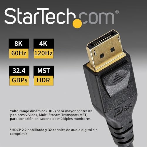 Cable DisplayPort 1.4 de 4m negro StarTech macho a macho 8K 2