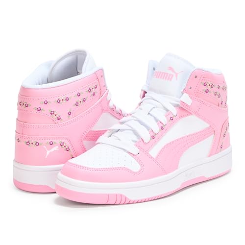 PUMA, Unisex, Rebound Layup Mid (Big Kid), Puma White/Pink Lilac, 7, Medium3