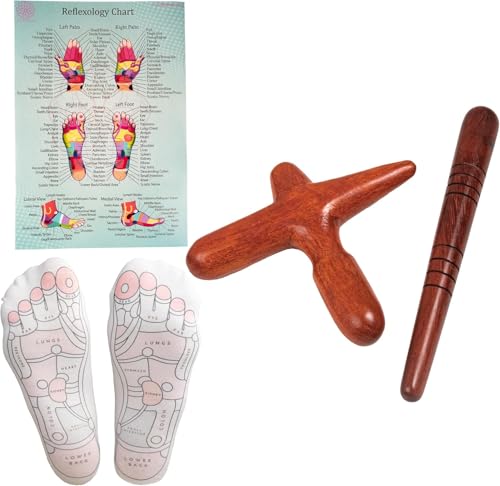 Fuß-Hand Massage Holzstab Reflexzonenmassage Multi Verfügbar. (Set E (Socks))