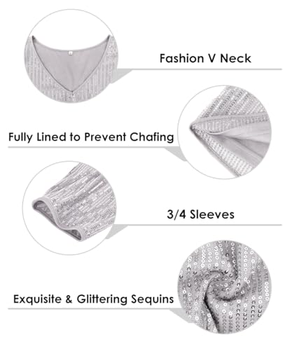 TIYOMI Plus Size Sequin Tops for Women 3/4 Sleeve Party Tunics XL-5XL2