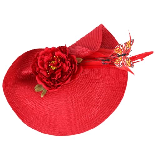 Chapeau fascinant femme rouge coiffe goûter anniversaire tissu souple
