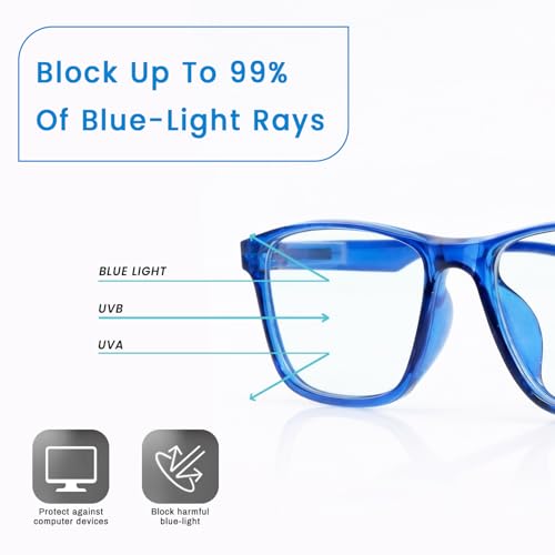 Image of UV Protection Glasses Blue Cut Blocking Harmful Rays Glasses for Men & Women Zero Power Computer Specs Eye Protection Lightweight Frame with Case & Cleaning Cloth