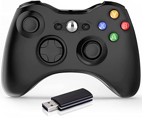 BELOPERA Wireless Controller for Xbox 360, 2.4GHZ Joystick Game Controller Remote for PC Windows 7/8/10/11 with Receiver Adapter (Black)