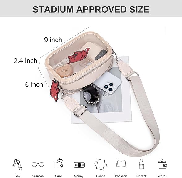 NCAA Clear Bag for Stadium Events - Stadium Approved Crossbody Bag, Clear Stadium Bag for Concerts & Sports Events - Image 4
