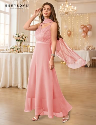 Image of BeryLove Summer Formal Wedding Guest Prom Dresses Sequin Cocktail Evening Lace Elegant Mother of The Bride Dress
