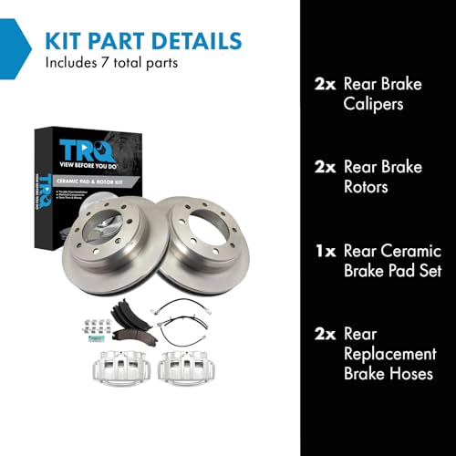 Image of TRQ Rear Brake Pad & Rotor Kit Ceramic Compatible with 2008-2019 Ford E-350 Super Duty