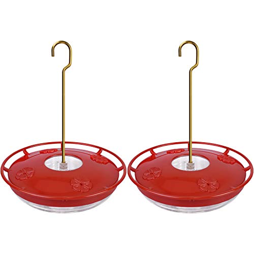 Hummingbird Feeders for Outdoors, 12 oz Hummingbird Feeder with 4 Red Feeding Ports, Hanging Bird Feeders for Outside Garden Yard Decoration, Leak-Proof, Ant Moat & Bee Proof, 2 Pack