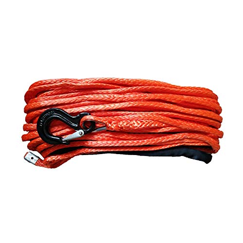 LERORA Cuerda de cabrestante sintético de 14 mm x 50 Metros con Gancho for ATV/UTV Banco eléctrico 4x4 Off Accesorios de Carretera(Rot)