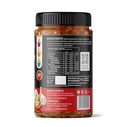 Image of Fruitaco Garlic Pickle - Authentic Indian Pickle with Tangy and Spicy Flavor | Perfect Side for Meal (1 Kg, Garlic Pickle)