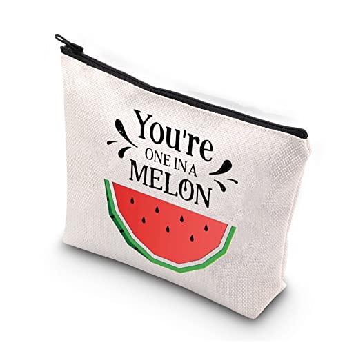 PLITI Watermelon Party Supplies You are One in a Melon Cute Pun Watermelon Party Bag Watermelon Cosmetic Bag(One in Melon BU)