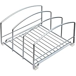 Estanterias A Picar Sl Amtido Armario de cocina organizador de almacenamiento para bandejas, tablas de cortar, hojas de cocina y accesorios de horneado, encimera o debajo del fregadero, color plateado mate