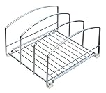 Amtido Kitchen Cupboard Organiser Rack - Kitchen Rack for Baking Trays Chopping Boards Cooking Sheets And Baking Accessories –Suitable for Pantry Cabinet Drawers Countertop or Under Sink – Matt Silver