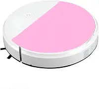 Robô Aspirador Inteligente, 1800PA, Ultravioleta UV, 550ml, Bivolt, 60min Autonomia, Perfil Baixo 6.8cm, Branco e Rosa, com Acessórios de Limpeza