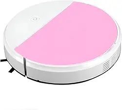 Robô Aspirador Inteligente, 1800PA, Ultravioleta UV, 550ml, Bivolt, 60min Autonomia, Perfil Baixo 6.8cm, Branco e Rosa, com Acessórios de Limpeza