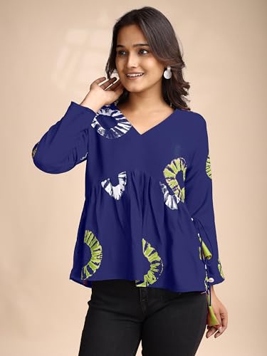 Image of Youthnic Women's Poly Rayon Printed Alia Cut Peplum Top | Top for Office | Women's Tunics | Short Kurti Women| Regular Fit