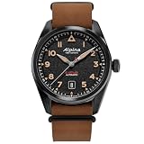 Alpina Men's Startimer Swiss Automatic Black Stainless Steel Case and Leather NATO Strap Watch, Black Dial, Style: AL-525BW4SB36