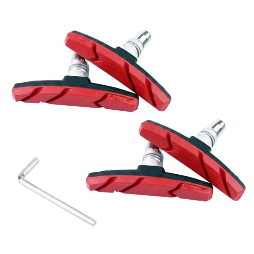 Image of PLATTBK Bike Brake Pads 2 Pairs with Installation Tool No Noise Long 70mm Rubber Durable V-Brake Pads for Mountain Bicycle