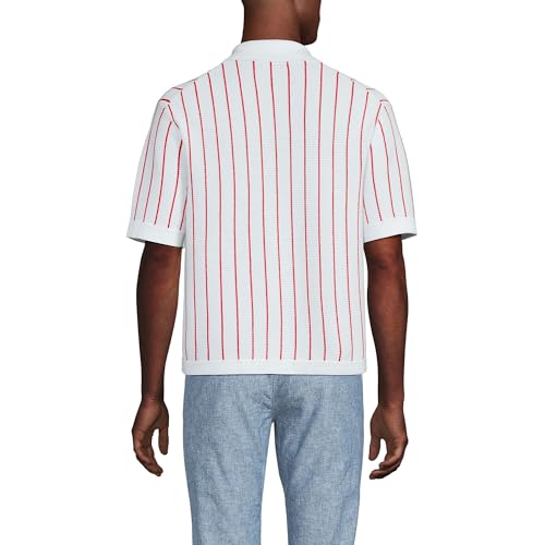 Lands' End Men's Short Sleeve Racked Button Down Sweater Polo2