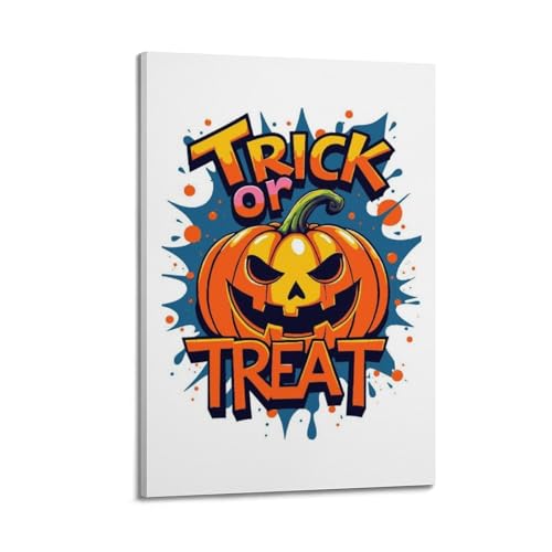 Toile Halloween Trick Or Treat tableau citrouille cadre 40x60 cm