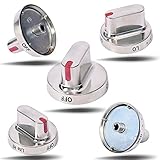 5 Pcs Gas Range Stove Burner Knobs Dial Knob Replaces DG64-00472B DG64-00347B For NX58F5500SS NX583G0VBSR NX58F5300SS NX58F5500SS/AA NX583G0VBSR/AA NX58F5300SS/AA NX583G0VBSR/AC Samsung Gas Range Oven