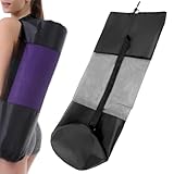 SSZYMAOYI ヨガマットケース ヨガマットバッグ マット収納バッグ 用品 黒 メッシュ 簡易収納 多機能ストレージポケット 肩掛けヒモ 持ち運び便利 収納 学校 フィットネス (30×70cm)