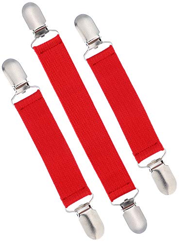 Leinuosen 3 Pieces Stainless Steel Mitten Clips Elastic Clips Glove Clips for Fixing Kids Hat Gloves Scarf (Red)